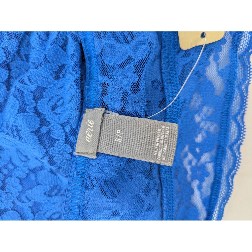 Aerie Bandeau Bra Small Royal Blue Floral Lace Strapless Bralette Aeropostale - Picture 4 of 10
